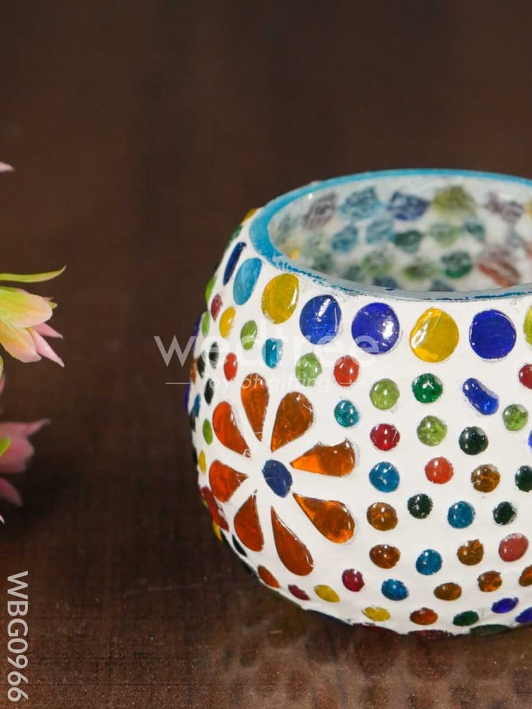 Candle Holder in Cracked Mosaic Glass - WBG0966