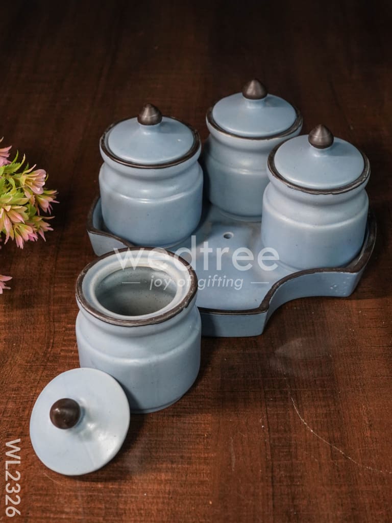 Ceramic Pickle Jar - ( Set of 4 ) - Dusky Lavender - WL2326