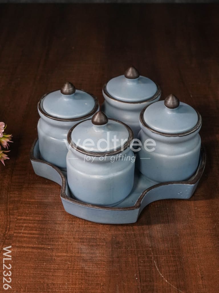 Ceramic Pickle Jar - ( Set of 4 ) - Dusky Lavender - WL2326