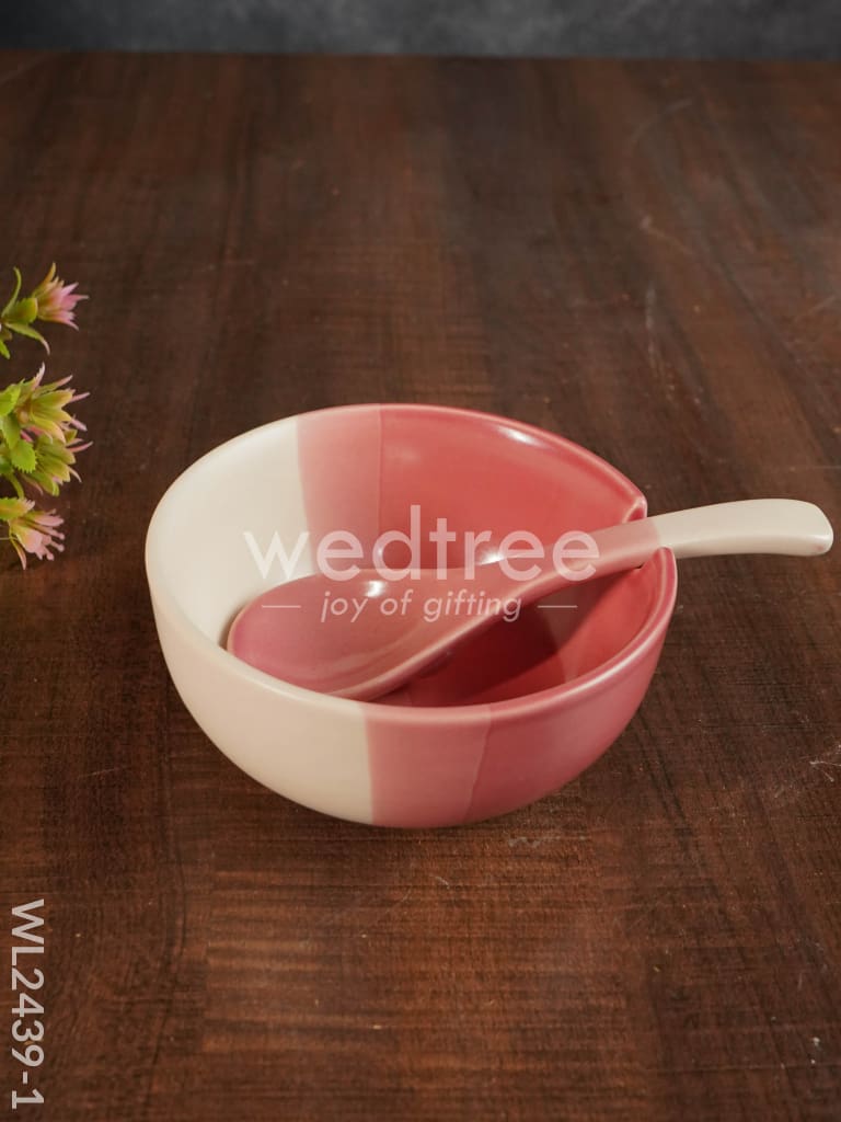 Ceramics Bowl with Spoon Set - WL2439