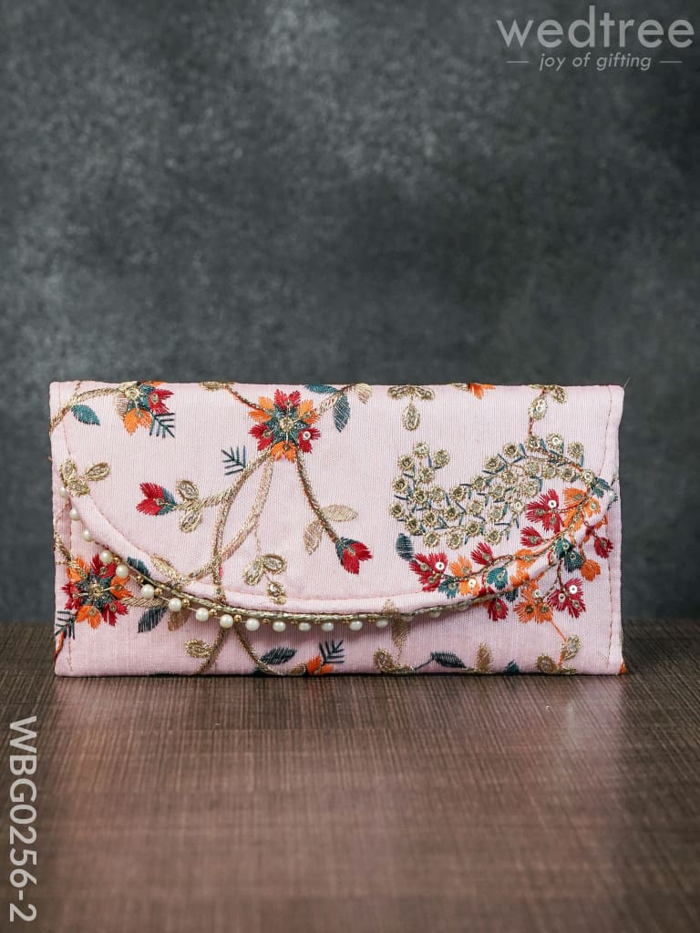 Clutch Purse with Floral Design and Chamki Work - WBG0256-2