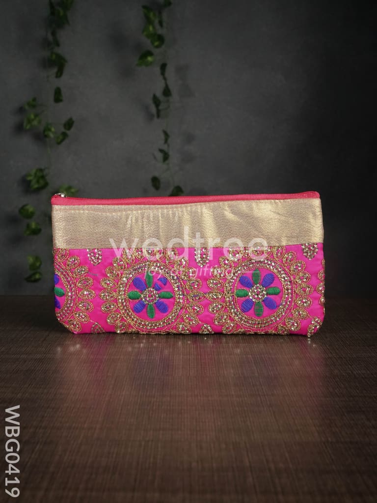 Colourful Floral Embroidery Purse with Zipper - WBG0419
