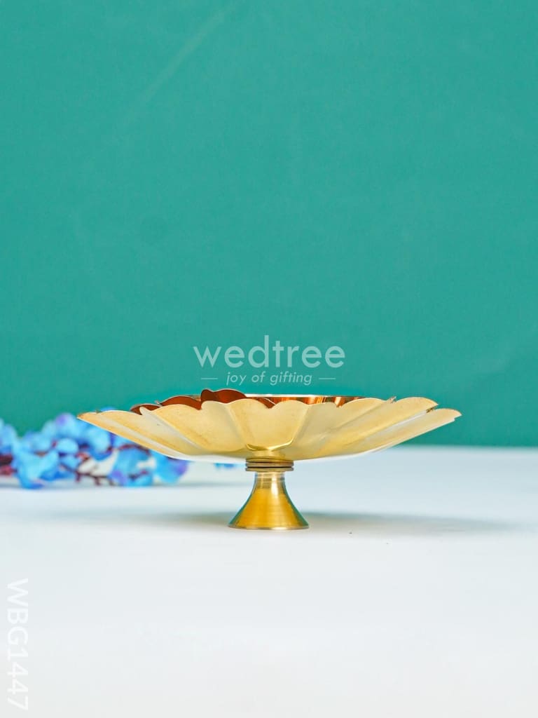 Copper & Brass Double Flower Diya - WBG1447