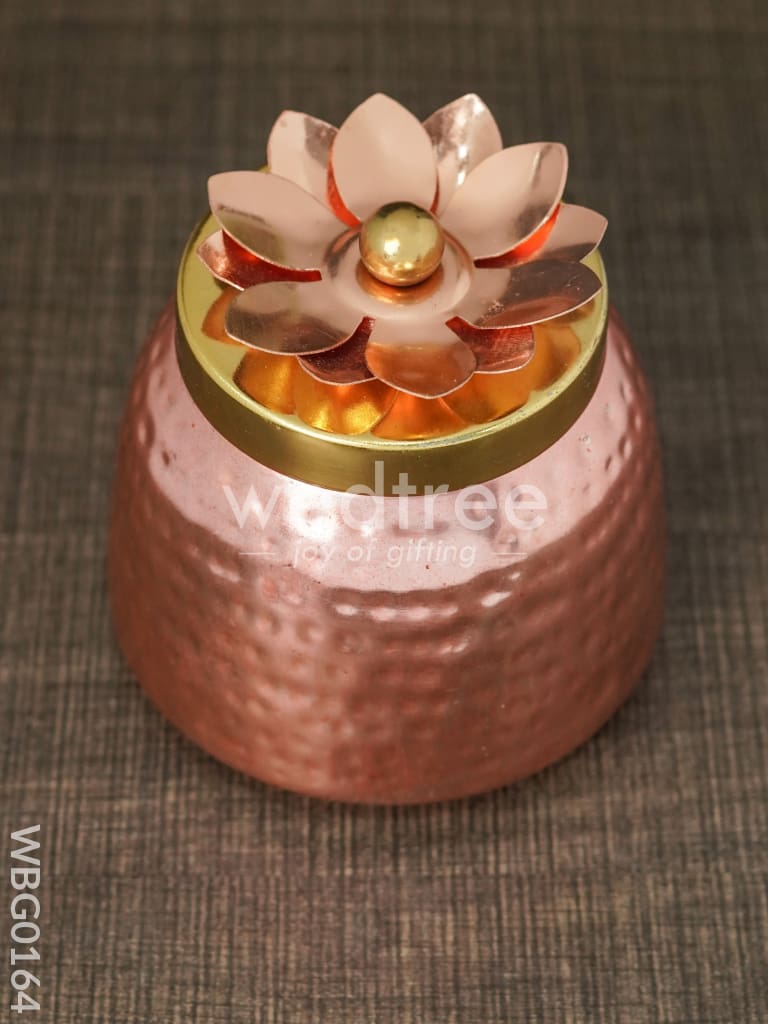 Copper Coated Dry Fruit container with Brass Lid - WBG0164