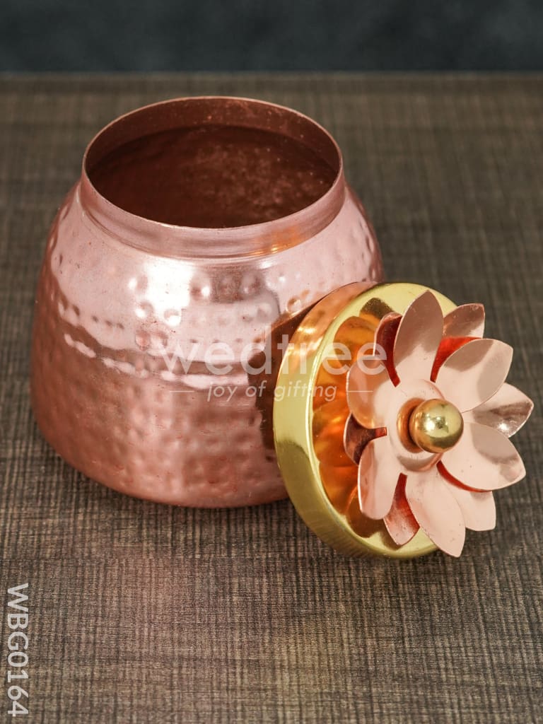 Copper Coated Dry Fruit container with Brass Lid - WBG0164