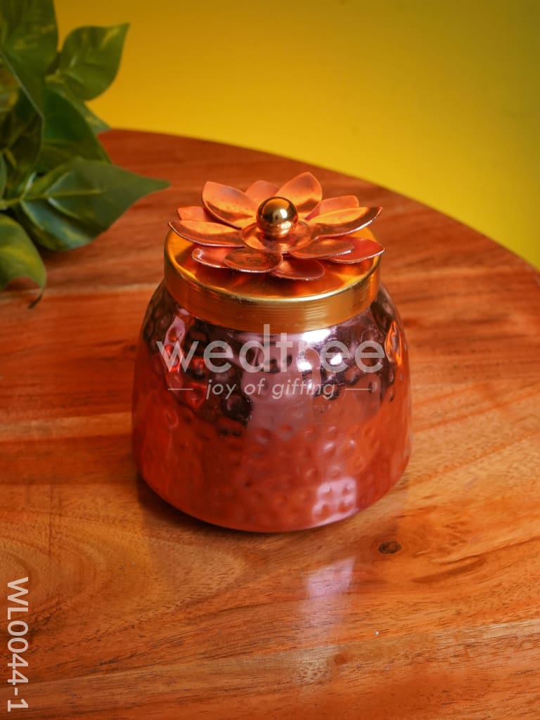 Copper coated Plate with 4 Brass Dry Fruit Box - WL0044