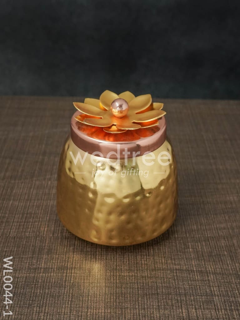 Copper coated Plate with 4 Brass Dry Fruit Box - WL0044