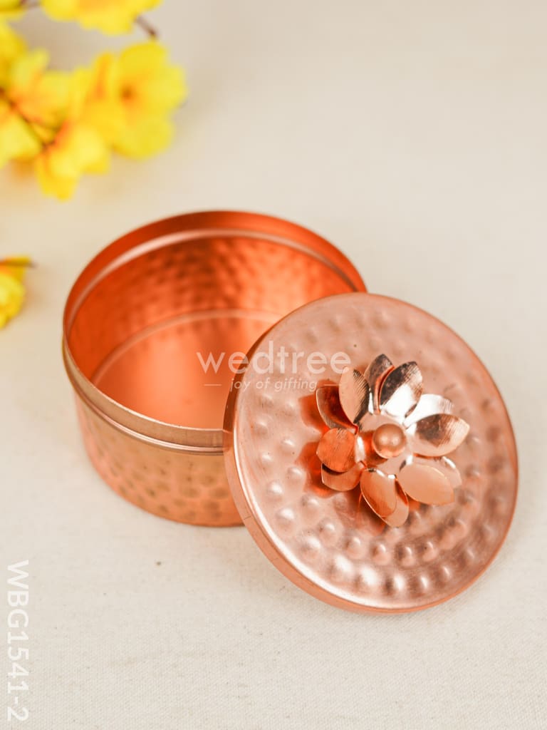Copper Dry Fruit Box with Floral lid - WBG1541-2