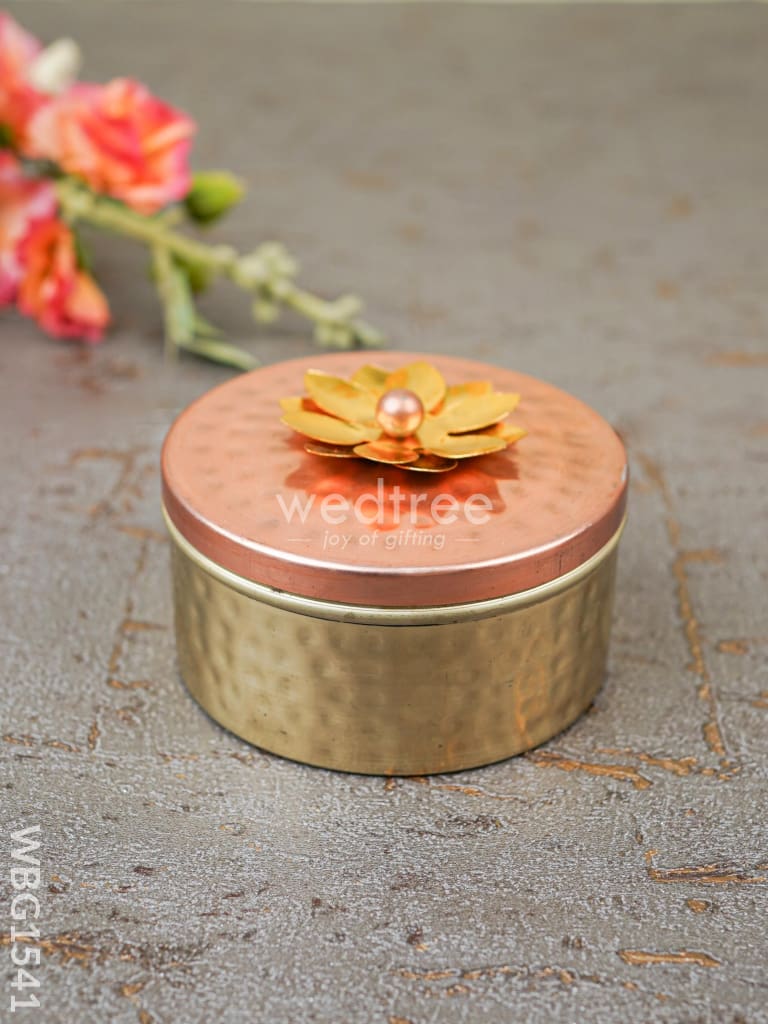 Copper Dry Fruit Box with Floral lid - WBG1541