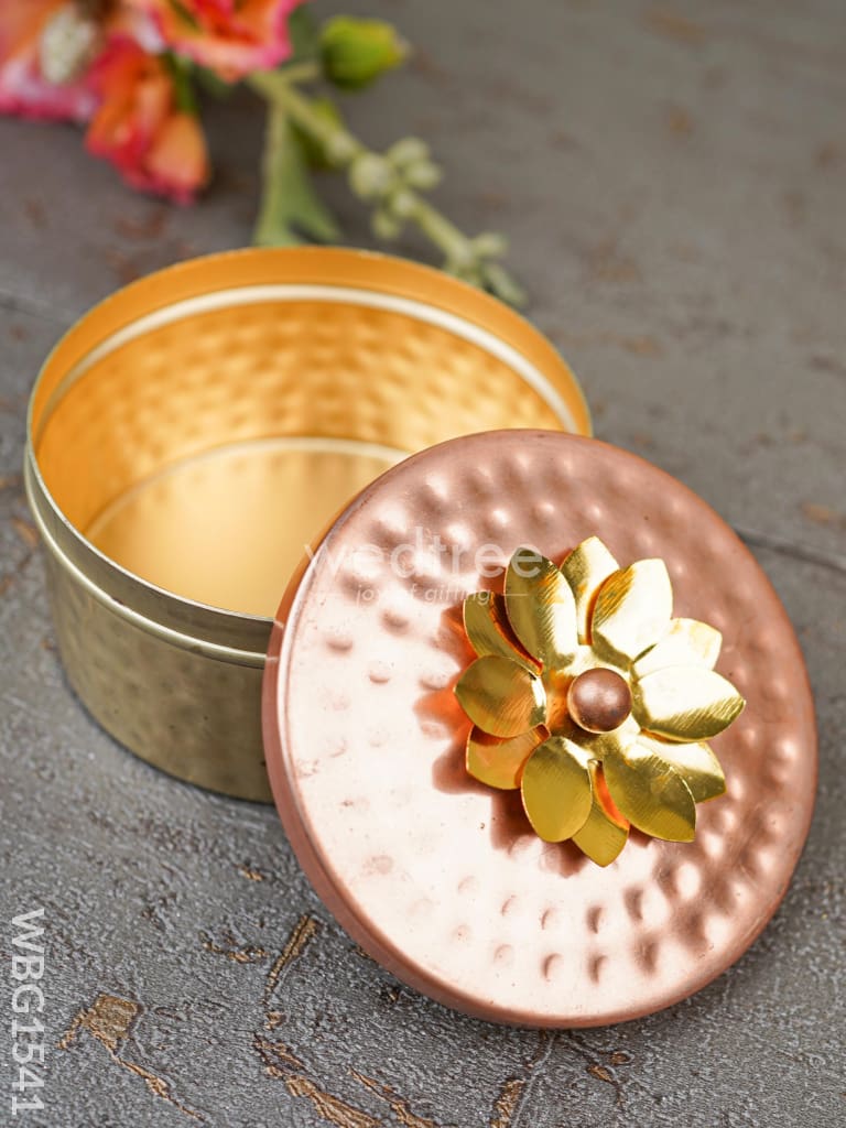 Copper Dry Fruit Box with Floral lid - WBG1541