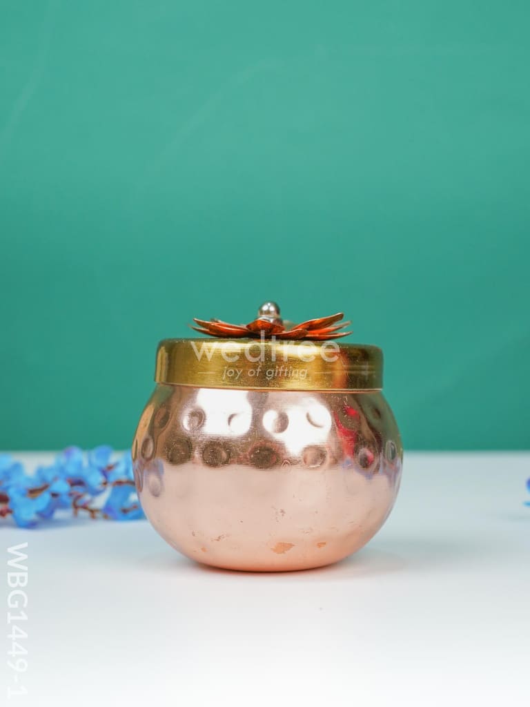 Copper Dry Fruit Container with Gold Finished Lid - WBG1449