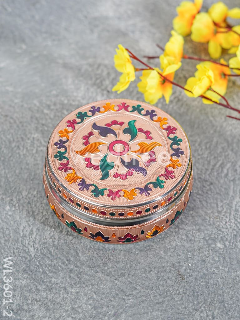 Copper Finished Meenakari Poori Box - WL3601