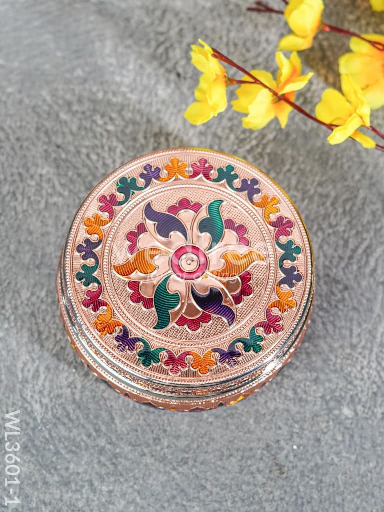 Copper Finished Meenakari Poori Box - WL3601