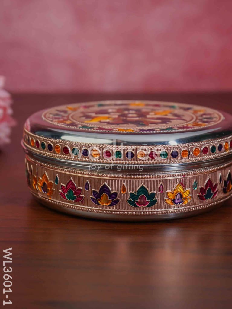 Copper Finished Meenakari Poori Box - WL3601