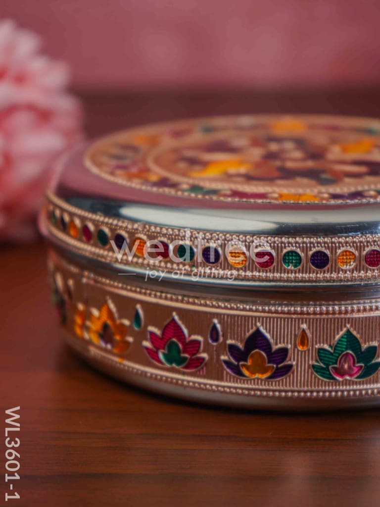 Copper Finished Meenakari Poori Box - WL3601