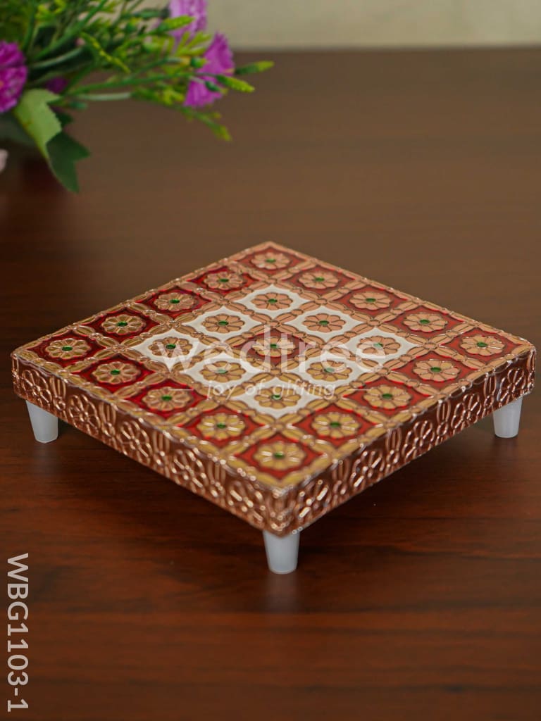 Copper Finished Red Meenakari Manai - WBG1103