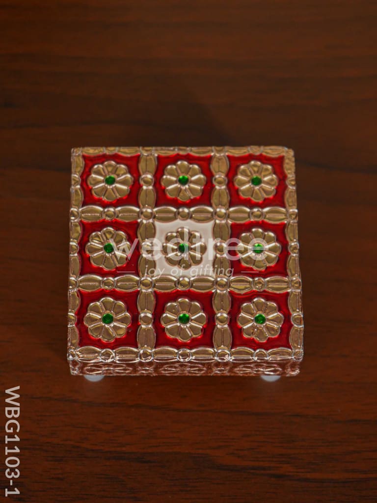 Copper Finished Red Meenakari Manai - WBG1103