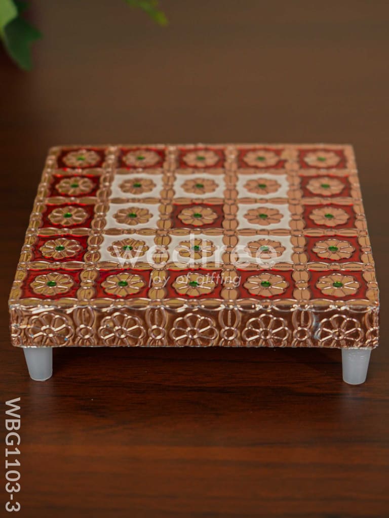 Copper Finished Red Meenakari Manai - WBG1103