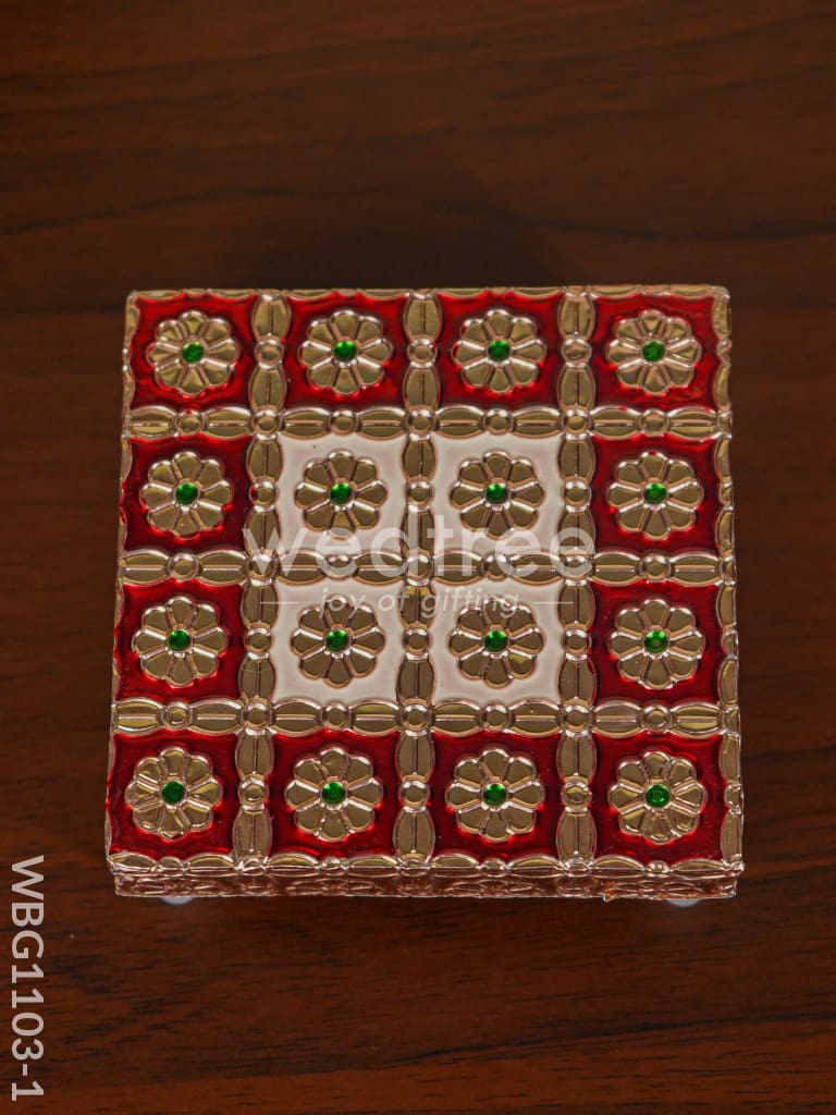 Copper Finished Red Meenakari Manai - WBG1103