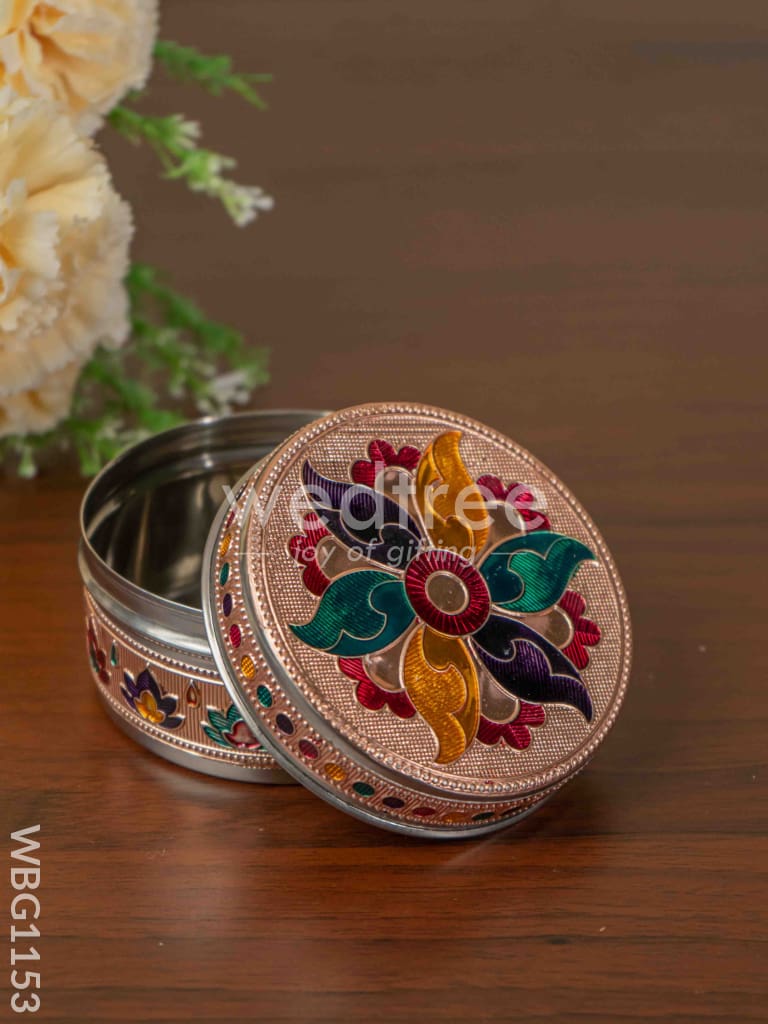 Copper Meenakari Poori Box - 4 inch - WBG1153