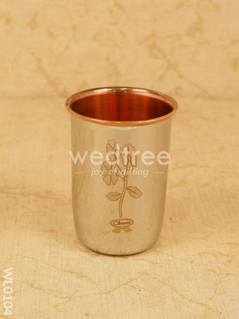 Copper with Stainless Steel Juice Glass Set Plain - WL0104