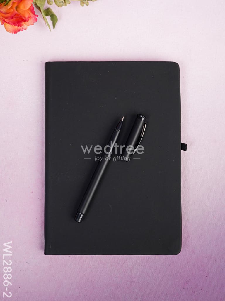 Corporate Gift - Flask & Diary with Pen Set - Black - WL2886-2