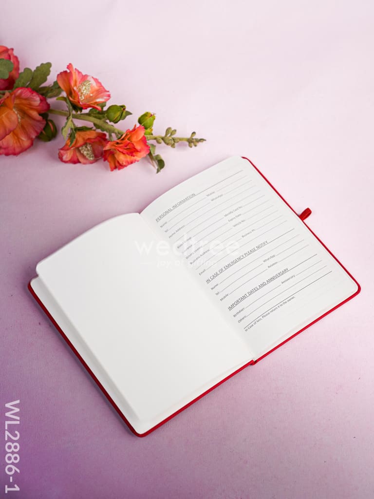 Corporate Gift - Flask & Diary with Pen Set - Red - WL2886-1