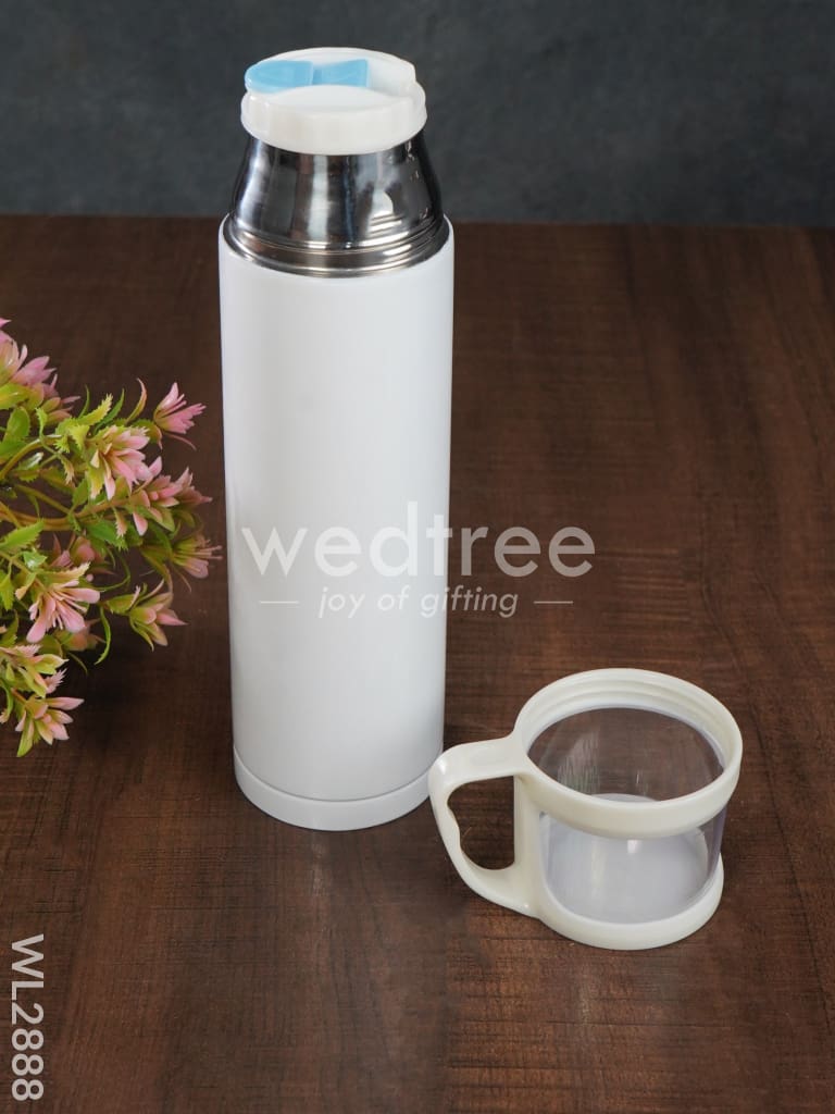Corporate Gift - White Stainless Steel Vacuum Cup & Flask - WL2888