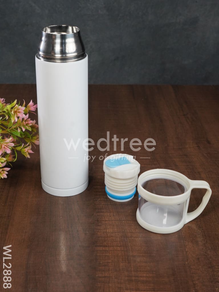 Corporate Gift - White Stainless Steel Vacuum Cup & Flask - WL2888