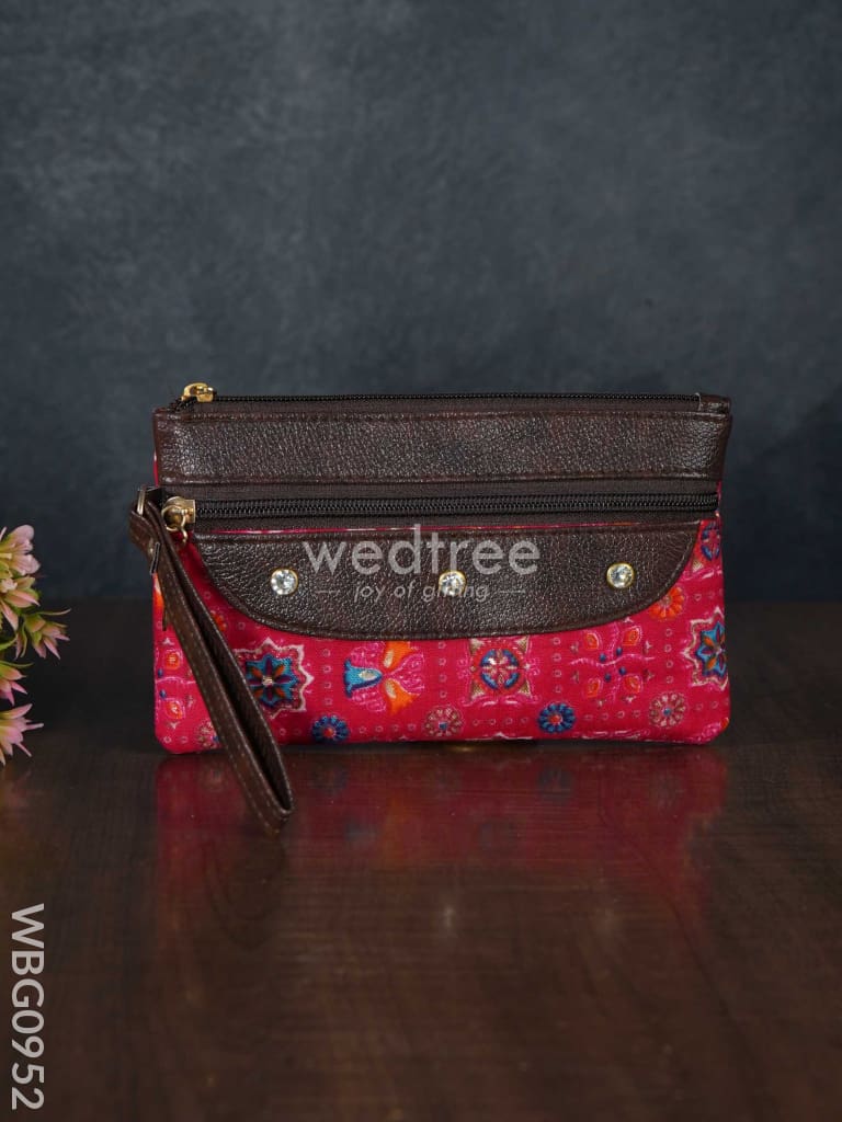Cotton Fabric Purse with Stone Work - WBG0952
