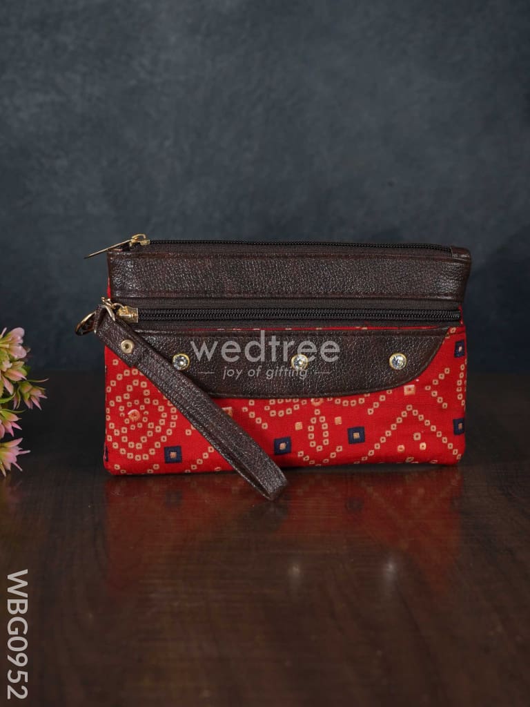 Cotton Fabric Purse with Stone Work - WBG0952