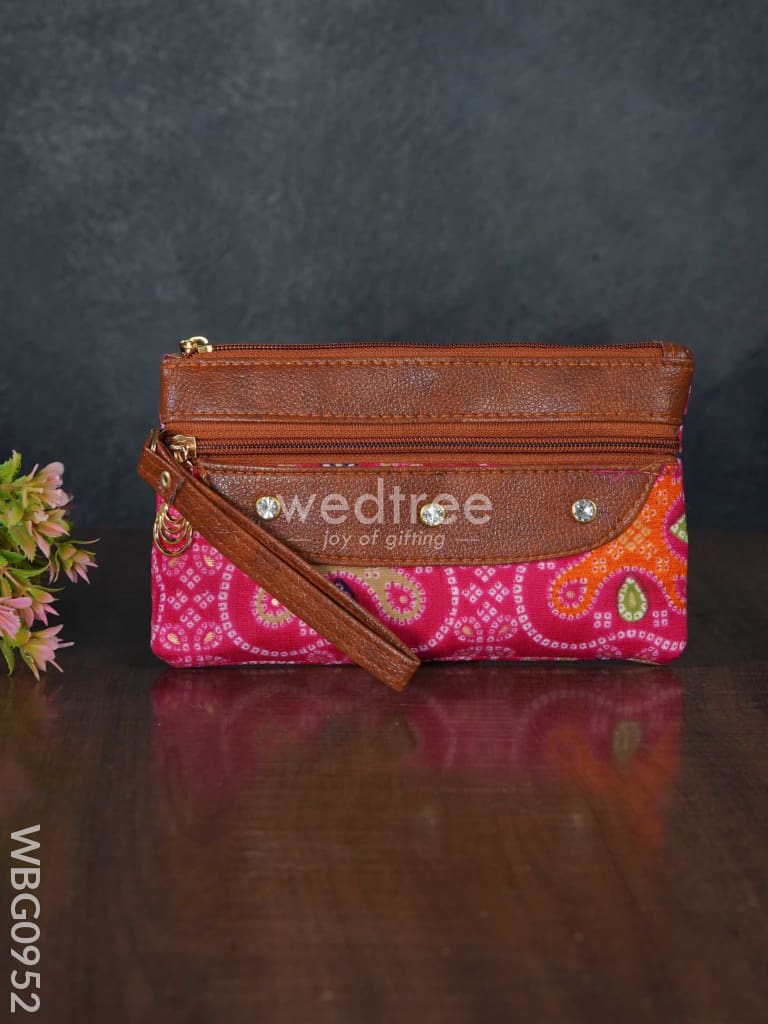 Cotton Fabric Purse with Stone Work - WBG0952