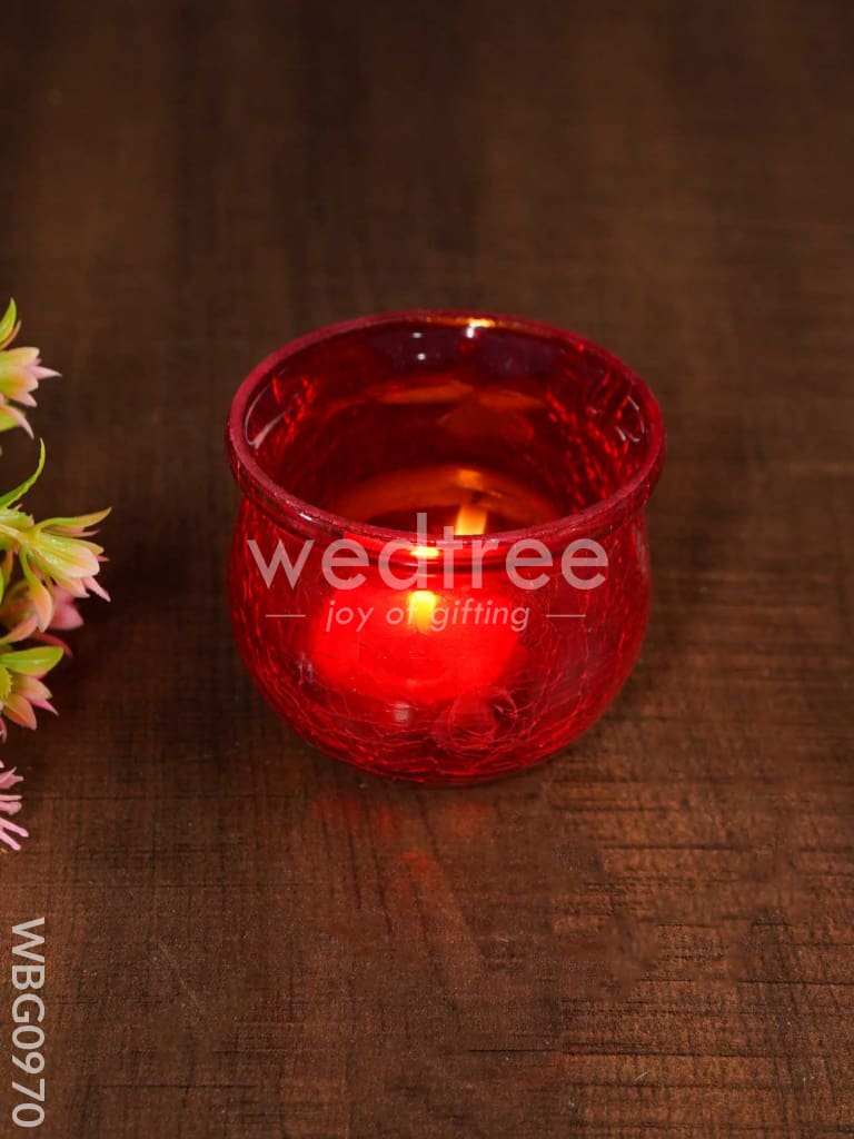 Cracked Glass Pot Shaped Candle Holder - WBG0970