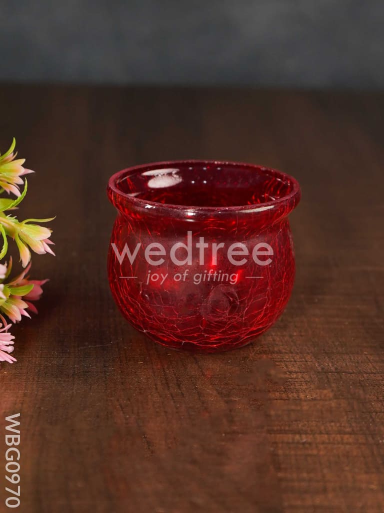 Cracked Glass Pot Shaped Candle Holder - WBG0970