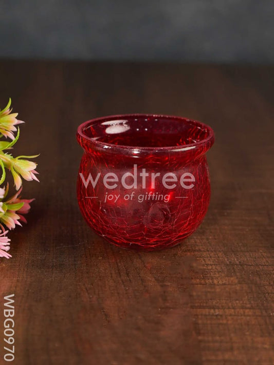 Cracked Glass Pot Shaped Candle Holder - WBG0970