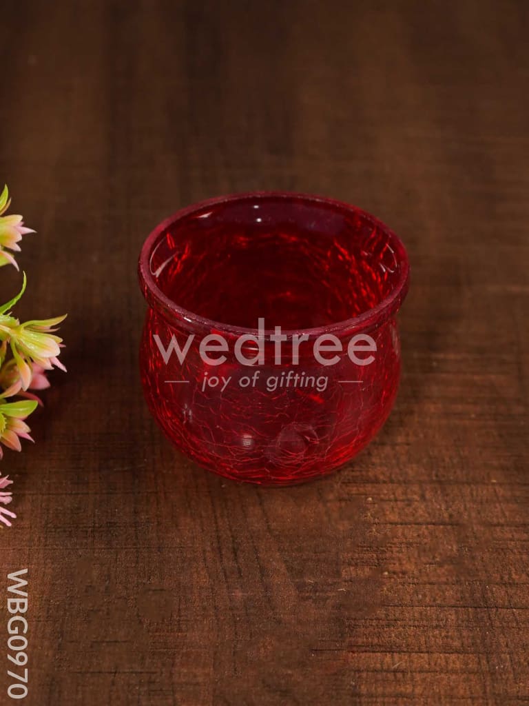 Cracked Glass Pot Shaped Candle Holder - WBG0970