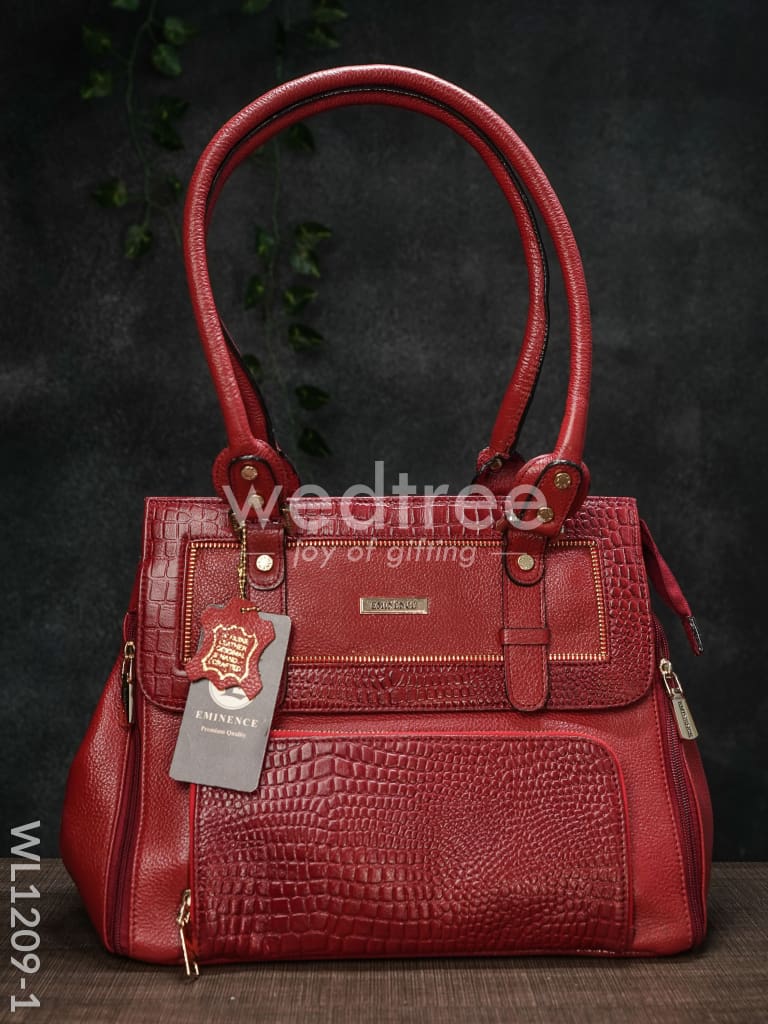 Croc-texture Leather Handbag - WL1209