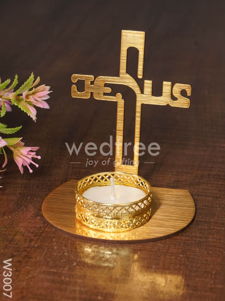 Cross Sign Shadow Diya - MDF - W3007