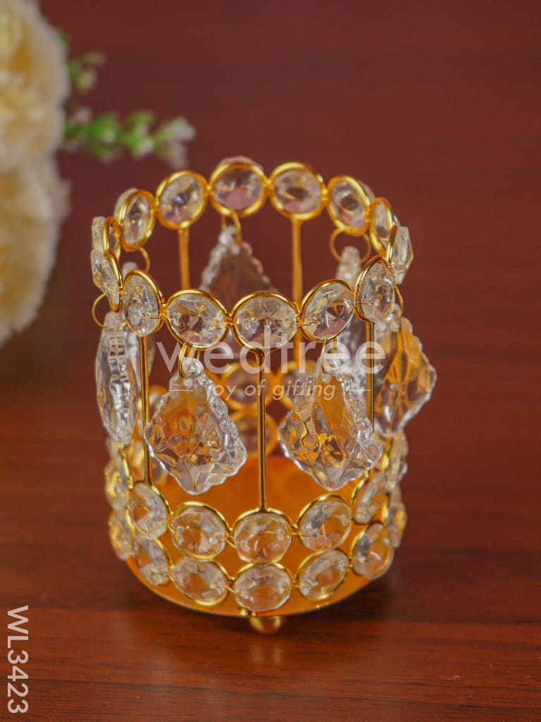 Crystal Candle Holder - Gold Finish - WL3423