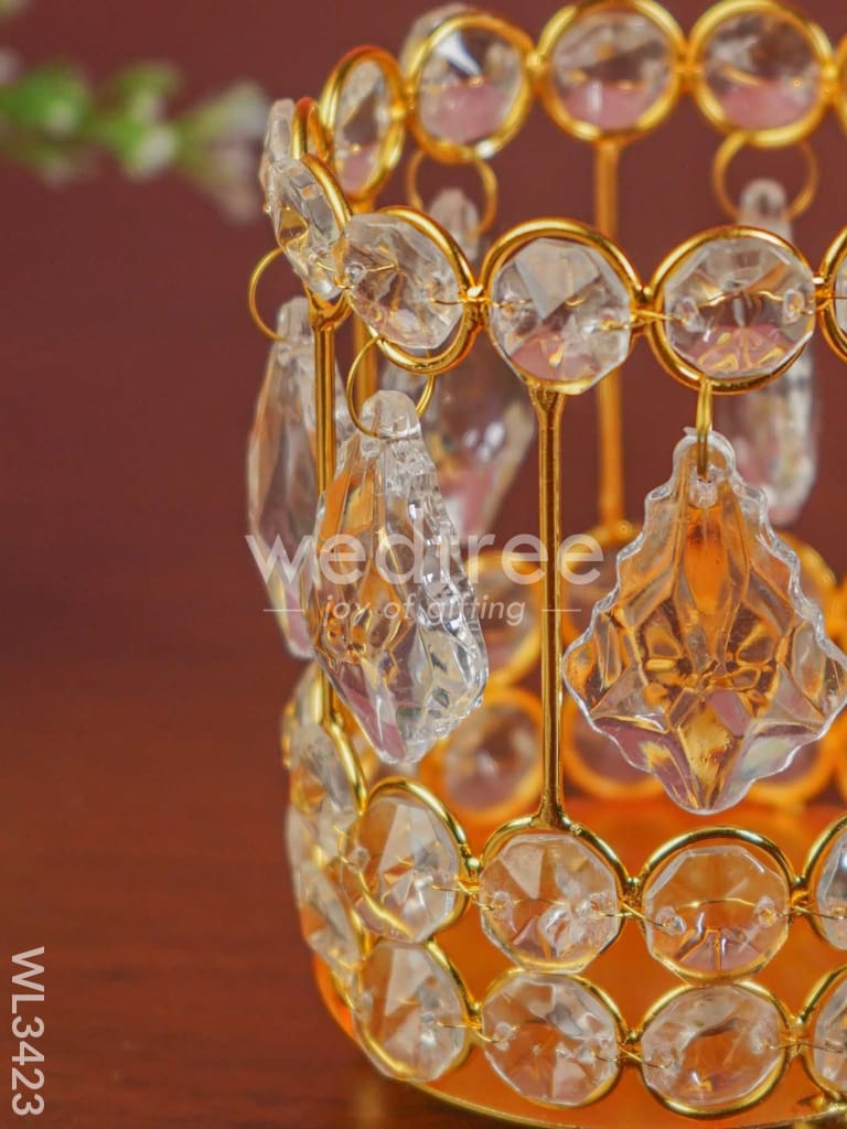 Crystal Candle Holder - Gold Finish - WL3423
