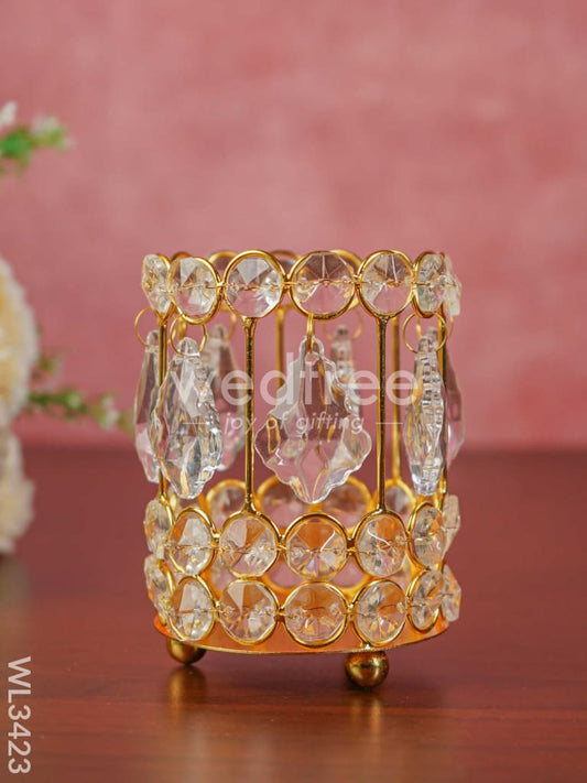 Crystal Candle Holder - Gold Finish - WL3423
