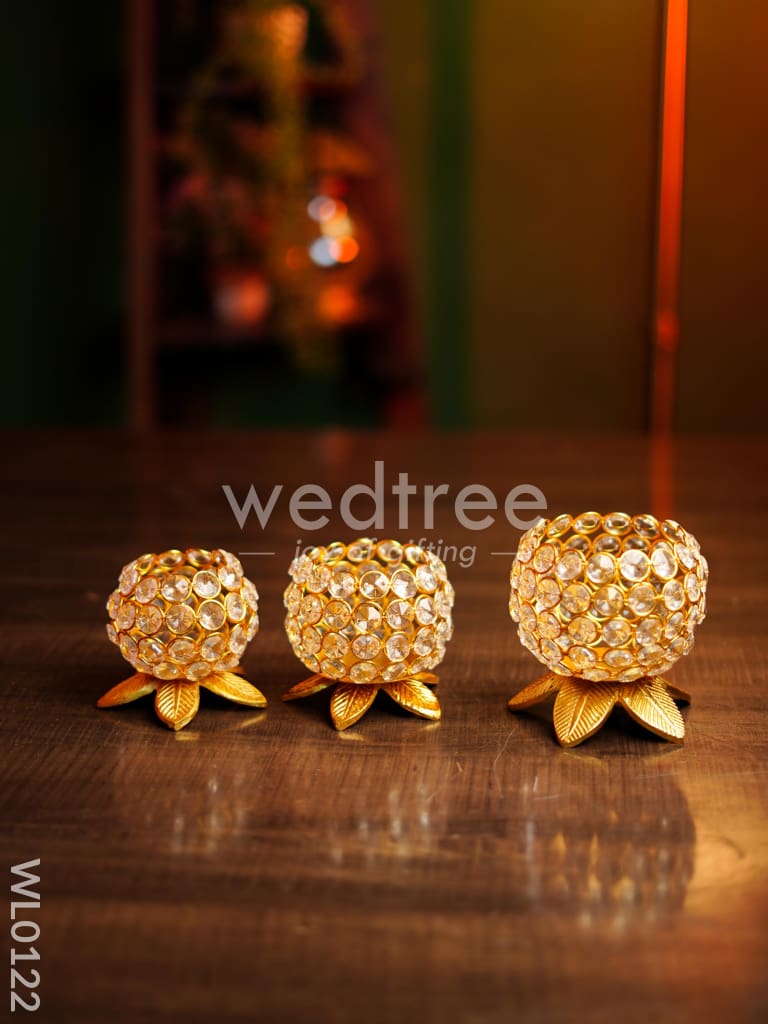 Crystal T light holder - set of 3 - WL0122