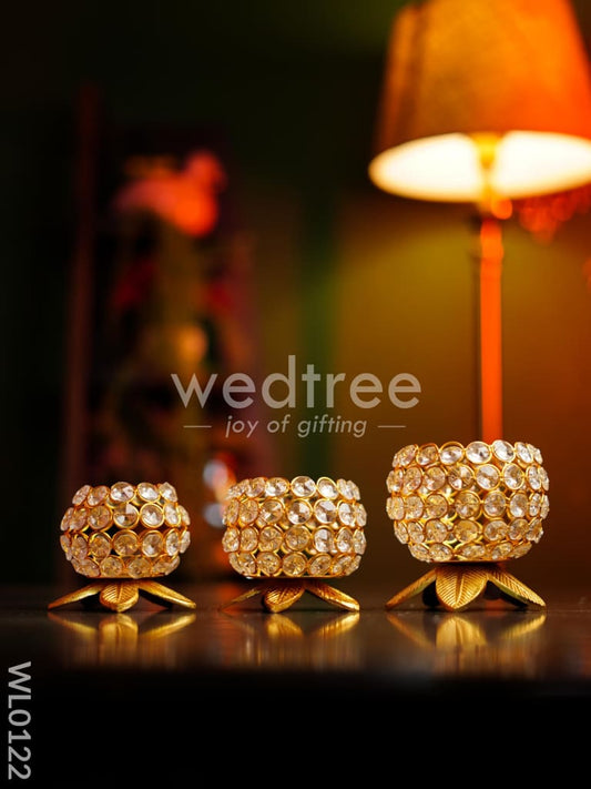 Crystal T light holder - set of 3 - WL0122