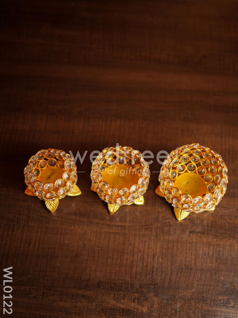 Crystal T light holder - set of 3 - WL0122