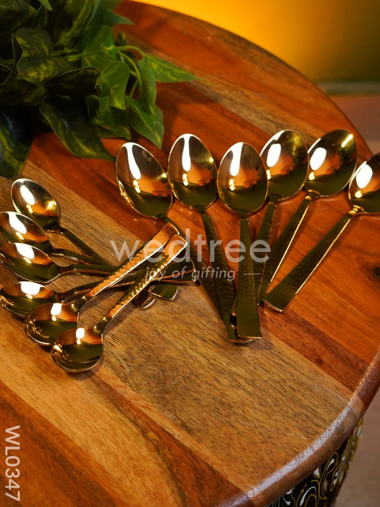 Cutlery Set (Table Spoon, Dessert spoon, Teaspoon and Fork) - Gold (Set of 24 pieces) - WL0347