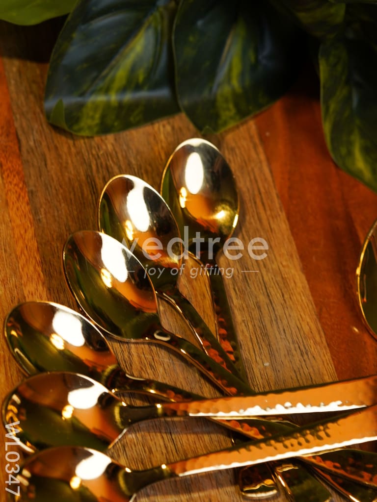 Cutlery Set (Table Spoon, Dessert spoon, Teaspoon and Fork) - Gold (Set of 24 pieces) - WL0347