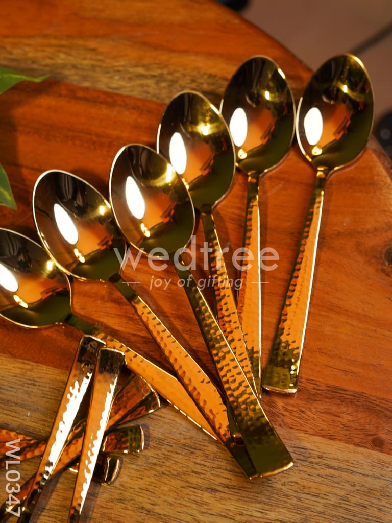 Cutlery Set (Table Spoon, Dessert spoon, Teaspoon and Fork) - Gold (Set of 24 pieces) - WL0347