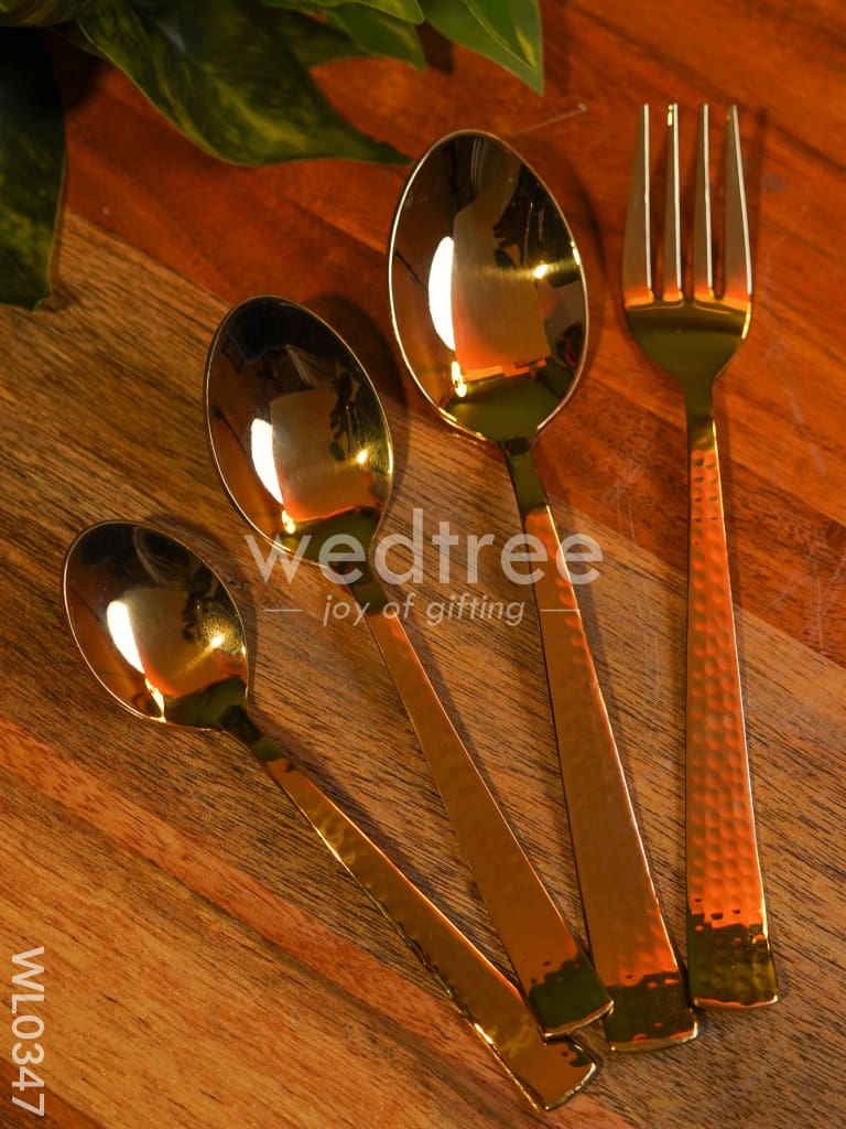 Cutlery Set (Table Spoon, Dessert spoon, Teaspoon and Fork) - Gold (Set of 24 pieces) - WL0347