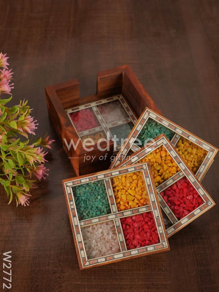 Dark Wood GemStone Coaster- set of 4 - W2772