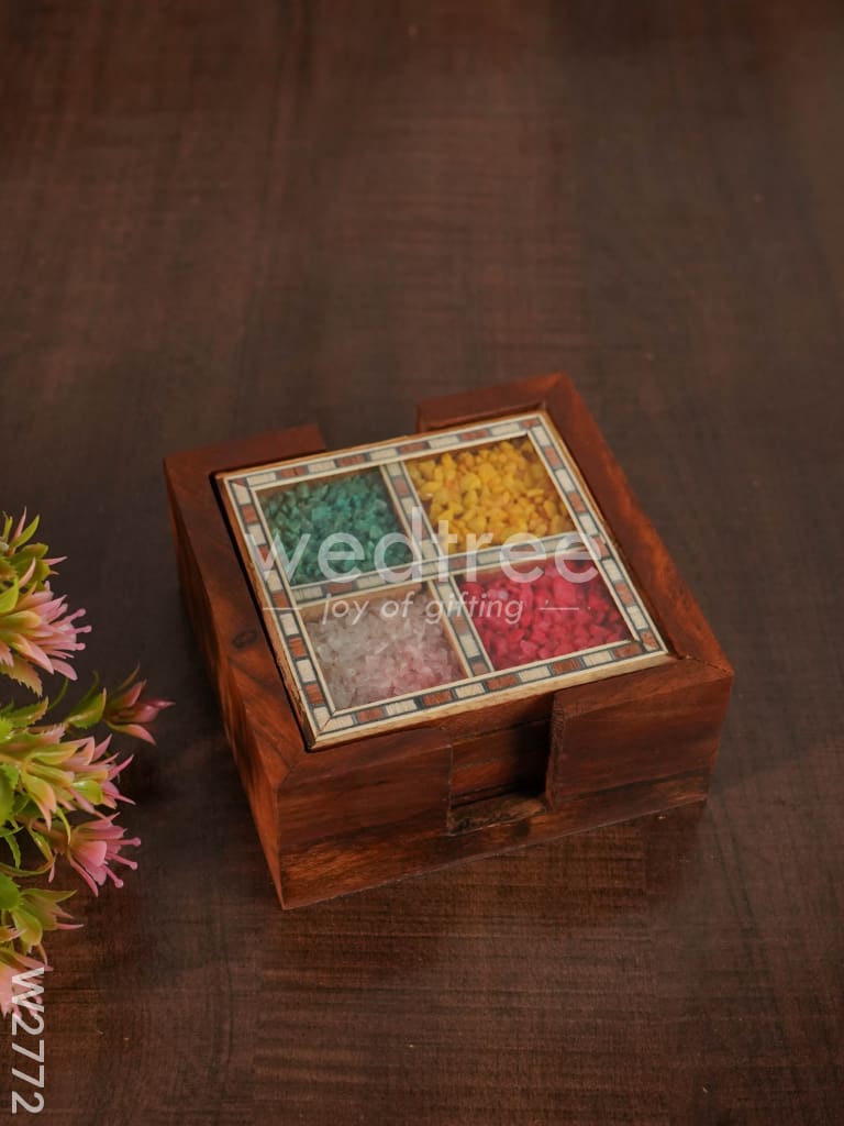 Dark Wood GemStone Coaster- set of 4 - W2772